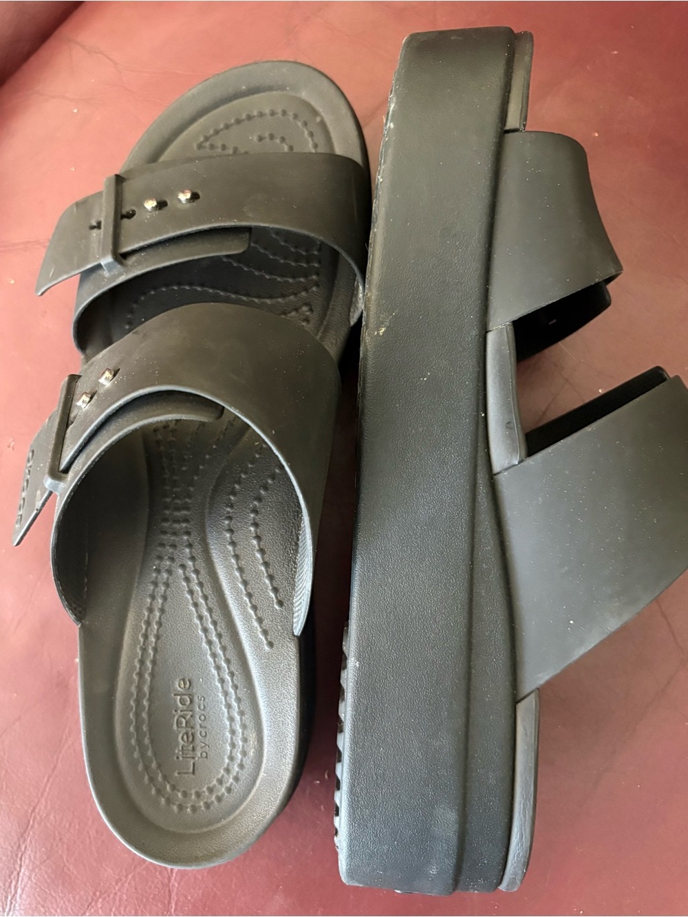 CROCS Black Dual-Strap Platform Sandals